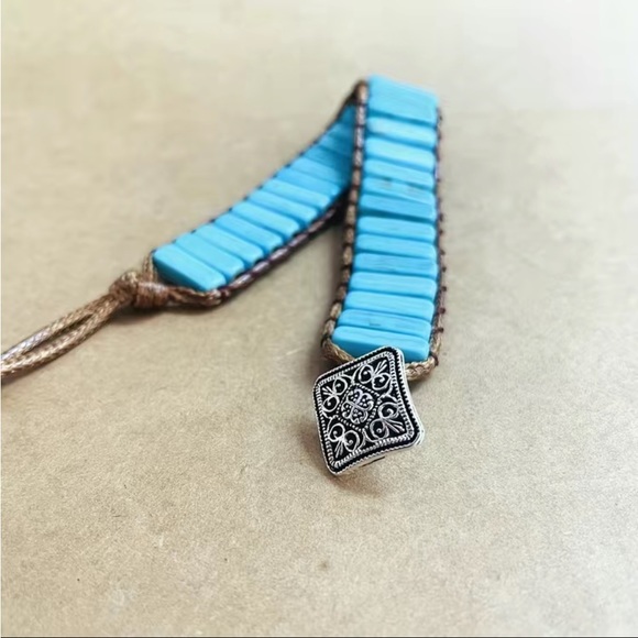 Gorgeous Bohemian Blue Turquoise Tube Beads Bracelet - - Picture 6 of 11